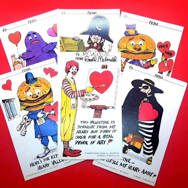 1978 McDonald's Valentines