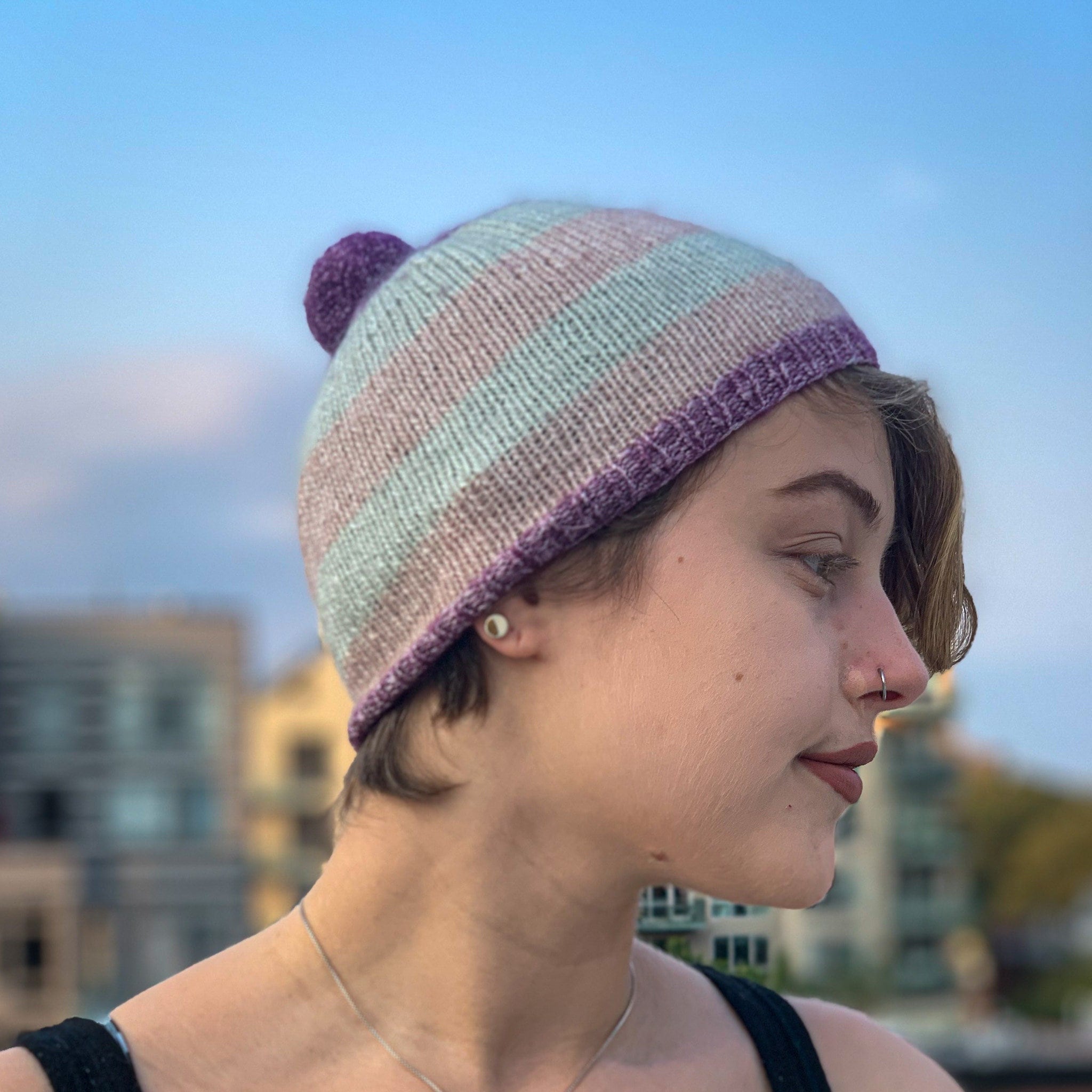 Pastel Mohair Beanie With Pom Pom Soft 