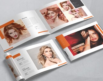 Orange - Photo Album Template Canva Book Template, Romantic storyboard, A4 Template, Wedding Photobook Template, Boudoir Albums Template