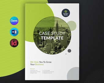Case Study Booklet Canva Template | Business Report Brief MS Word Monthly Flyer Templates | Brochure Design Online Editable Instant Download