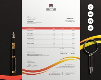 Canva Invoice Template, Modern and Professional Business Invoice Templates, Microsoft Word, Customizable and Printable, Instant Download