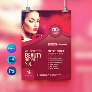 Canva Beauty Salon Flyer, DIY Flyer Template Design, Make Up Flyer, Lash Tech Flyer, Customizable and Printable Design, Instant Download