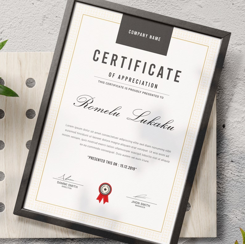 Modern canva certificate of appreciation available in a4 and etsy