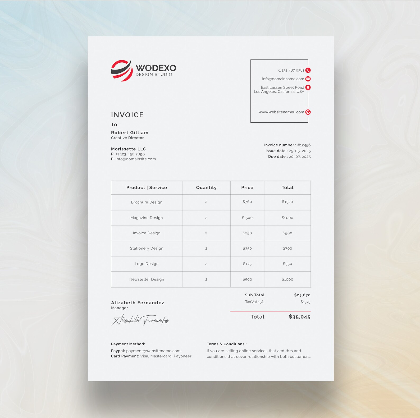 Invoice Template Canva Editable Business Cash Receipt Easily Edit MS ...