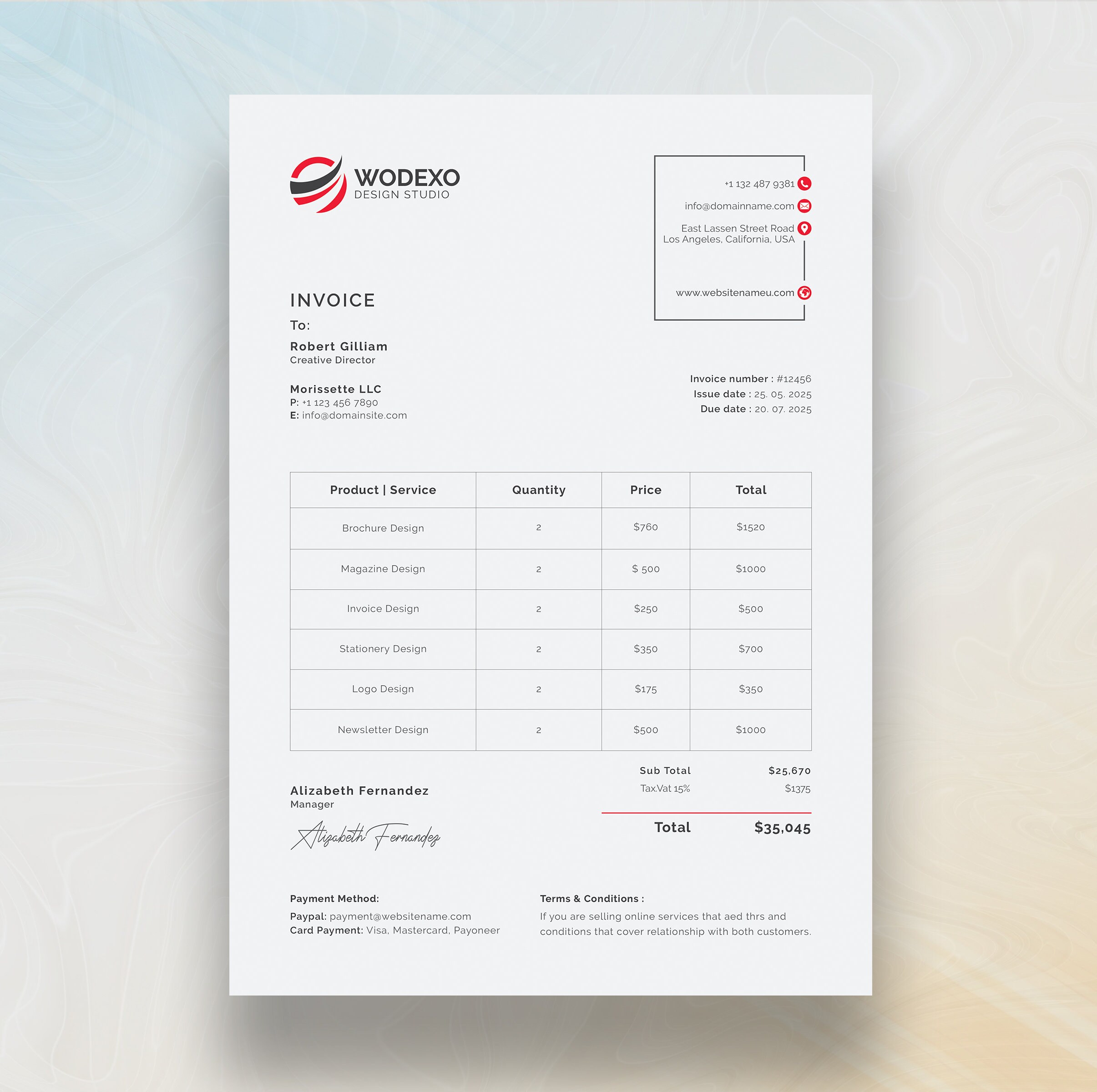 Invoice Template Canva Editable Business Cash Receipt Easily Edit MS ...