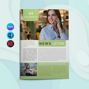 Clean, Modern & Professional Canva Newsletter Template | Editable Microsoft Word | Customizable and Printable InDesign | Instant Download