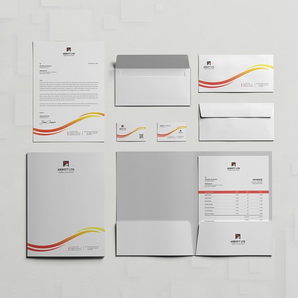 Modern Corporate Identity Pack, Corporate Stationery Design Template | Clean Branding Identity Template | Canva & MS Word Template