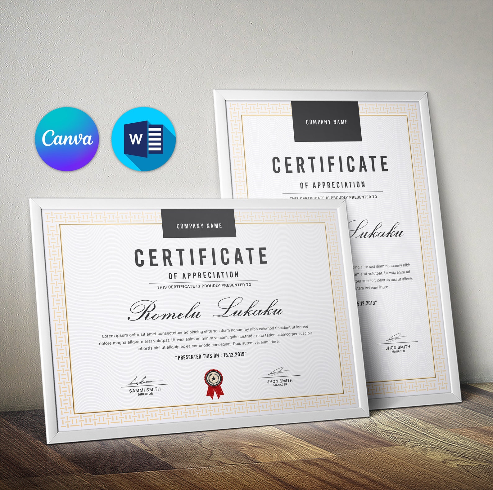 Modern canva certificate of appreciation available in a4 and etsy