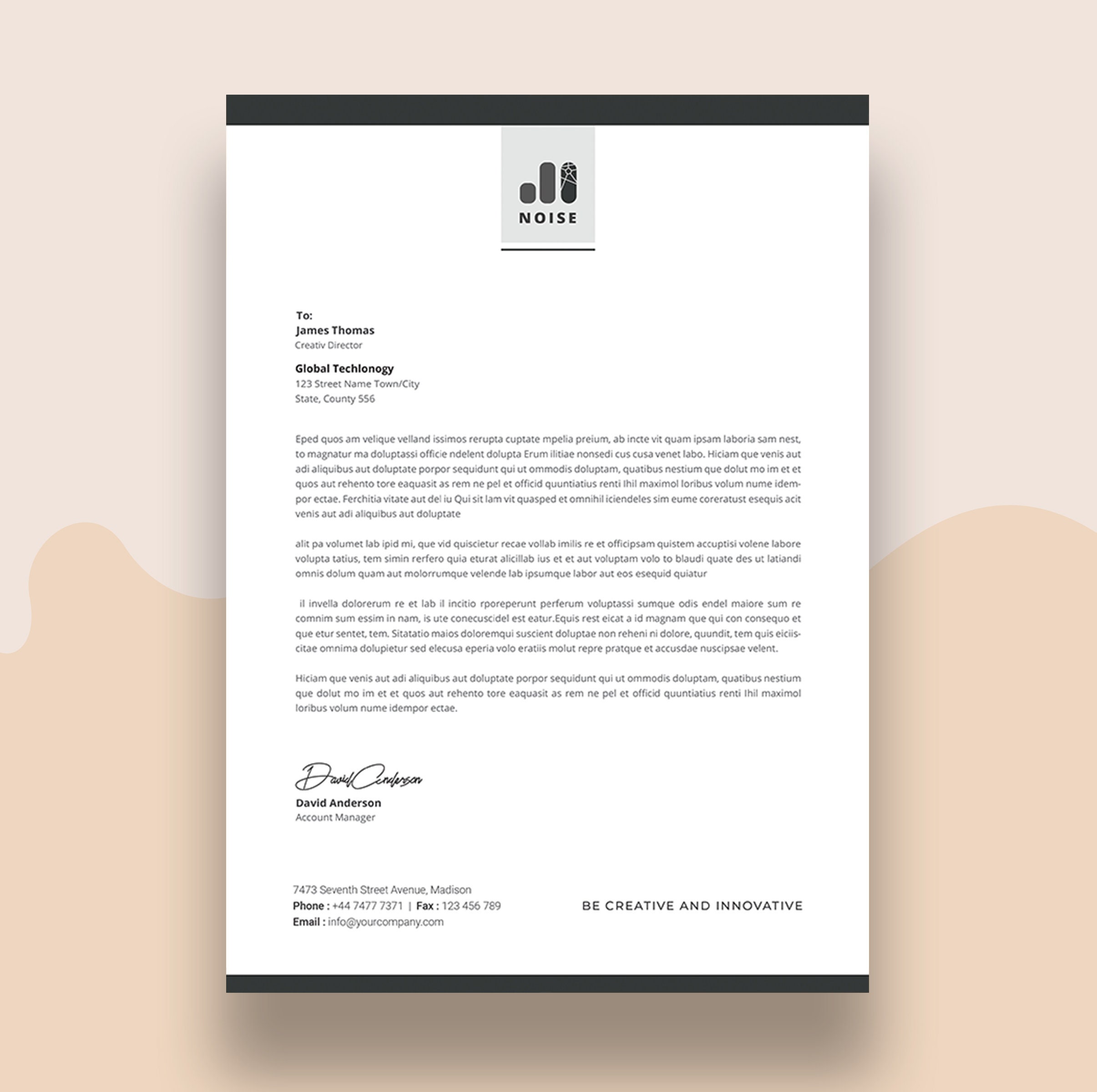 Business Letterhead Template Canva Editable, Custom Company Letterhead