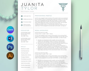 New Grad Nurse Resume Template, Nursing CV, Registered Nurse Resume for Canva and Word, RN Resume, Student Nurse Resume, Nurse Practitioner