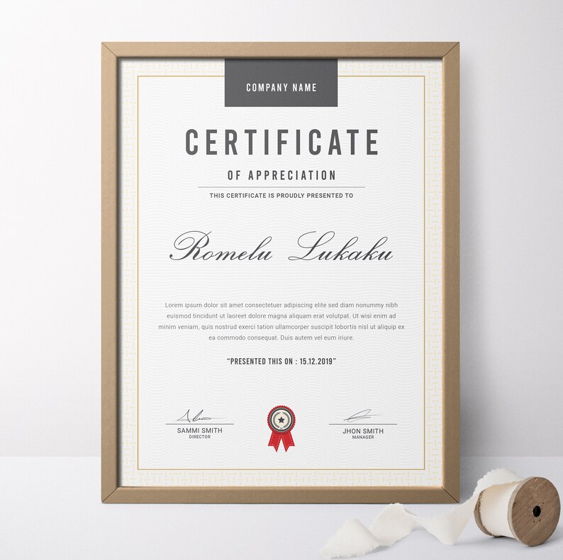 Modern canva certificate of appreciation available in a4 and etsy