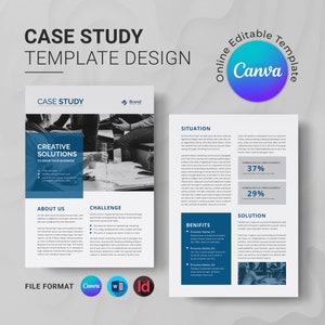 Case Study Design Canva Template | MS Word & InDesign Template | Business Report Brief Template for Canva Online Editable Instant Download