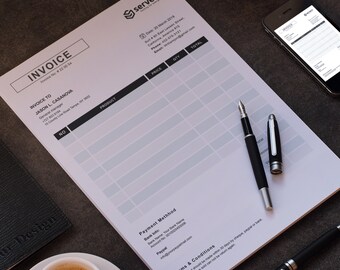 Invoice Template Canva Editable Business Cash Receipt Easily Edit MS Word Templates Digital Pdf Instant Download Online Editable Invoices