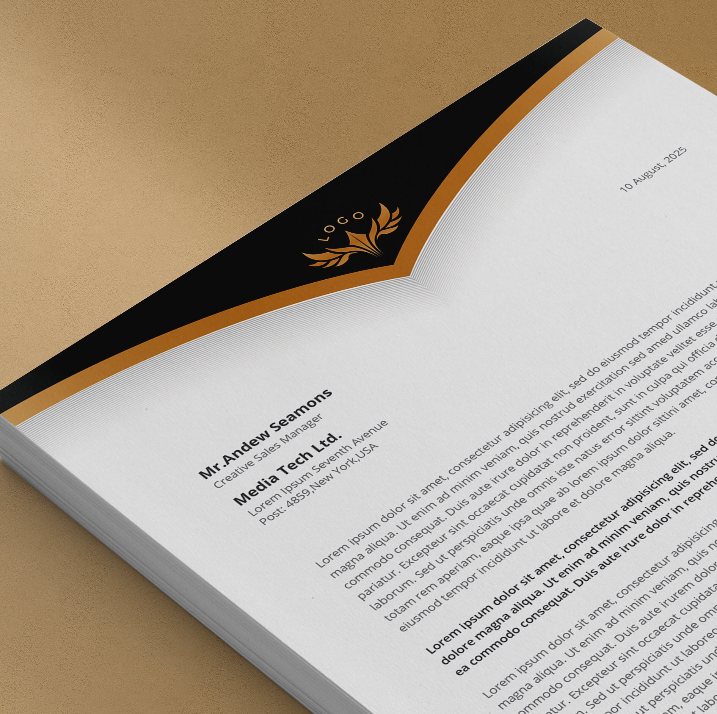 Business Letterhead Template Canva Editable, Custom Company Letterhead