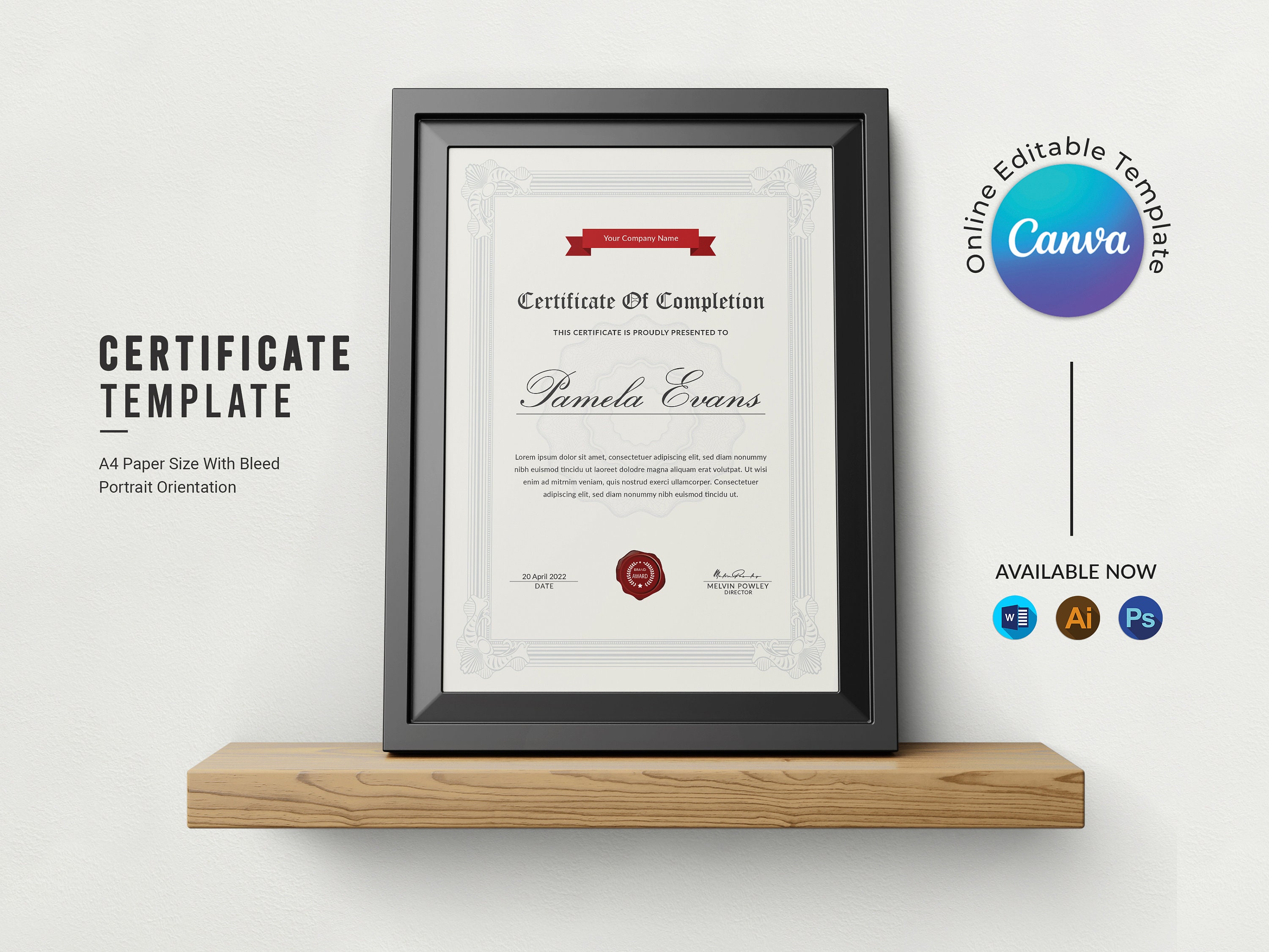 Canva Certificate Template Word Printable Award Certificate - Etsy