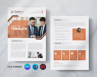 Case Study Booklet Canva Template Business Report Brief MS Word Monthly Flyer Templates Brochure Design Online Editable Instant Download
