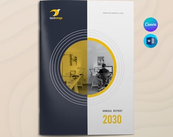 Annual Report Template Canva, 16 page, MS Word Template, Corporate Report, Company Profile, Project Report, Canva Templates Instant Download