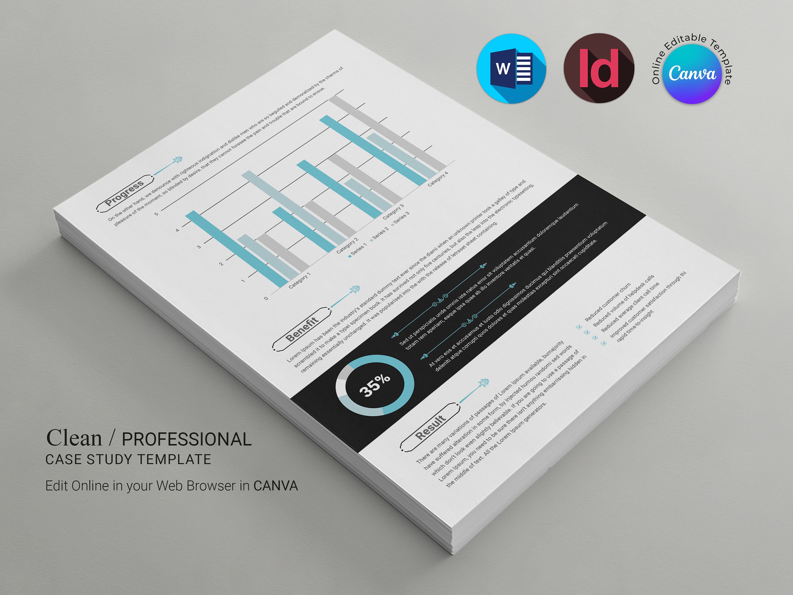 Case Study Booklet Canva Template Business Report Brief MS - Etsy