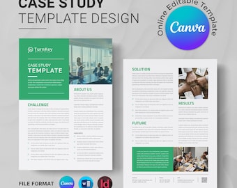 Case Study Template Printable | Business Report Design | Editable Canva, Word & InDesign File | Marketing and Company Profile Template