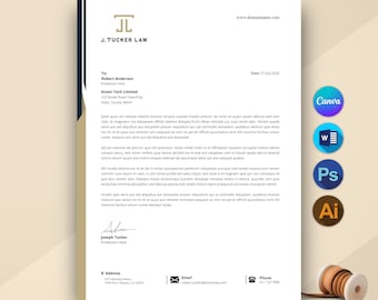 Geschäftsbriefkopfvorlage Canva Editierbar, Individuelle Firmenbriefkopfvorlage für Word Digital Download, Professioneller Briefkopf Modern