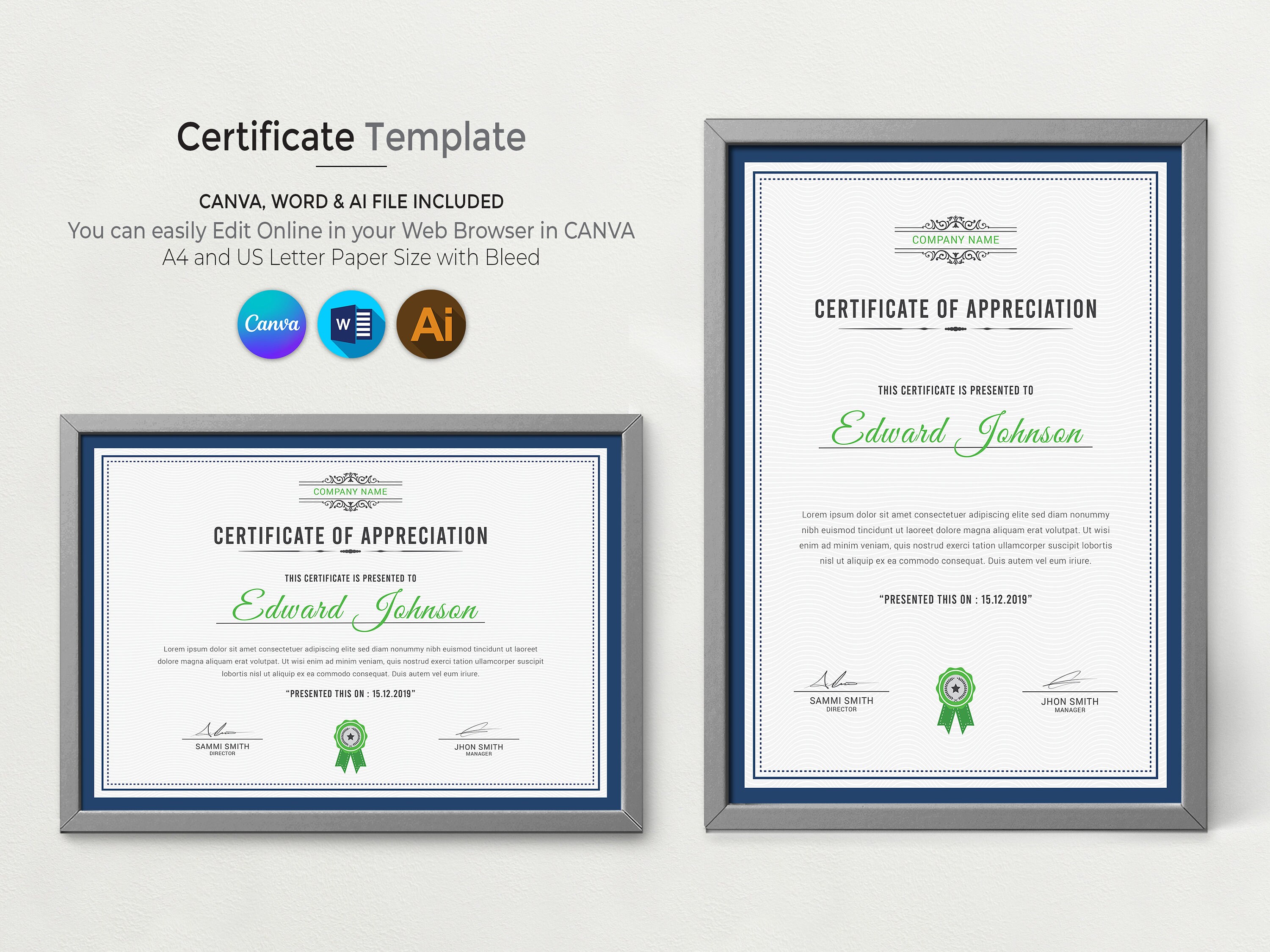 Certificate Template Size