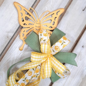 Summer Wreath Attachment Kit, Craft Supply, DIY Butterfly Wreath, Bow and Sign for Summer, Floral Print Ribbon, Housewarming Gift,Home Decor