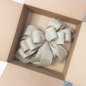 Everyday Bows, Farmhouse Bows for Wreaths, Rustic Bows for Wreaths, Rustic Decor, Linen Ribbon, Wired Ribbon Bows, Beige Farmhouse Bow image 8