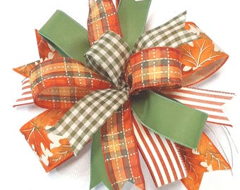 Sale Priced Fall Bow for Door Wreaths or Lanterns, Fall Door Decor, Fall Wedding Decor, Thanksgiving Decor, Wreath Embellishments for Fall