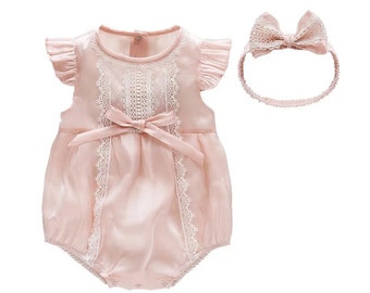pink lace romper baby
