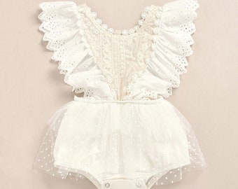 baby girl white lace romper