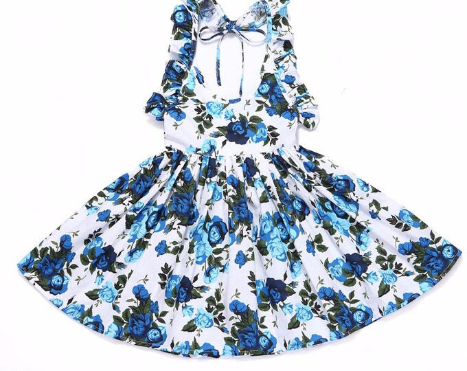 Navy Blue Floral Girl Dress Rustic Flower Girl Dress Toddler Etsy