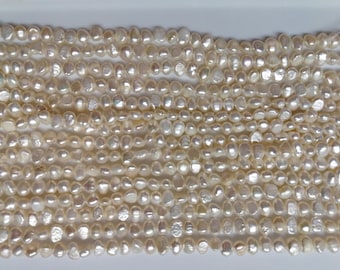 Collar de perlas cultivadas de agua dulce barrocas blancas AA de 7-8 mm, hebras sueltas, precio por 1 hebra