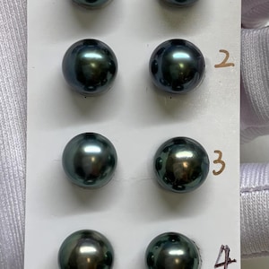 8-9MM High Luster Natural Color Black/Green/BlueTone,Tahitian Cultured pearl pairs,For pearl earrings,Pendant,Ring,Sold by Pair,Lot-101920-6