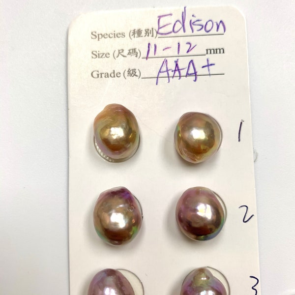 AAA+ 11-12mm Metallic luster edison freshwater pearl,Pearl dangle Earrings,Kasumi Like Mauve Bronze Overtone Pearls- Sold by Pair