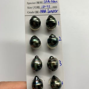 10-11mm AAA Luster Peacock/green/Grey/Dark color, Circle-Drop/Baroque Tahitian Cultured Pearl,Sold by Pair, Earring,Pendant,Wholesale pearls