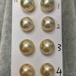 AAA Natural Golden South Sea Cultured Pearl, 9-10mm,  For pendant, Earrings and Ring, price per pair