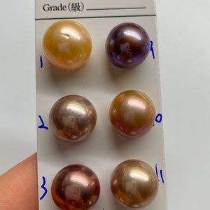 Edison Pearl, 1 PC of 12-13 mm Lavender/Blueberry/Orange Edison Cultured Pearl, Near Round/Thick button, Pearls have blemishes, Price per pc