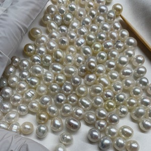 White South Sea Pearl- NO Pick Lot, 8-9 mm Semi-Baroque Loose South Sea Cultured Pearls, Sold by PC, Wholesale