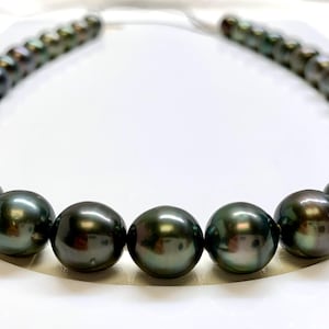 Tahitian Pearl Necklace,11.0-12.3 mm Oval Excellent Rich Dark Tone Tahitian Cultured pearl Necklace,wholesale pearls-Lot222345-1114-031225-2