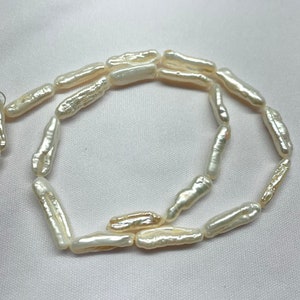 White Biwa baroque 16-21 mm X 7-8mm Biwa stick Pearl Beads,  White freshwater pearl stick,Price for 1 Strand, 15 inches LotLY-060323-2