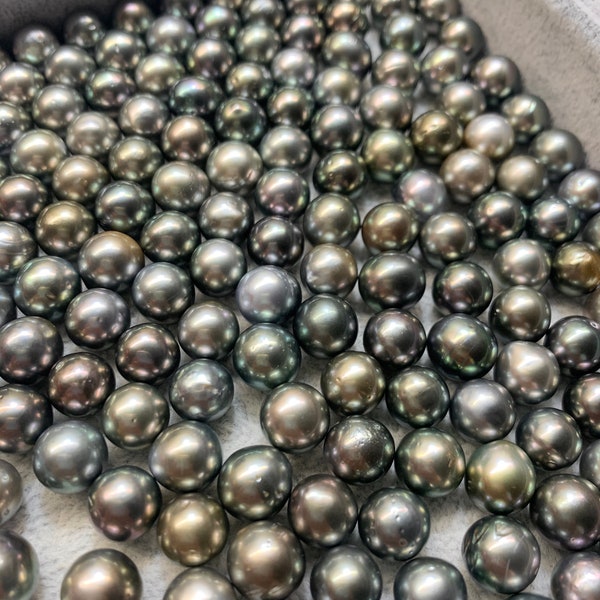 Tahitian pearls, round/near round, AB/A/AA quality,9-10 mm Loose Tahitian Cultured Pearls, Tahitian pearl, Multicolor, Sold by PC, Wholesale