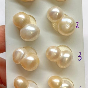 Large Size Twin Pearls,  Natural Color! Width-10-11 mm /11-12 mm Freshwater Cultured Pearl for Excellent Design Jewelry Project,sold by Pair