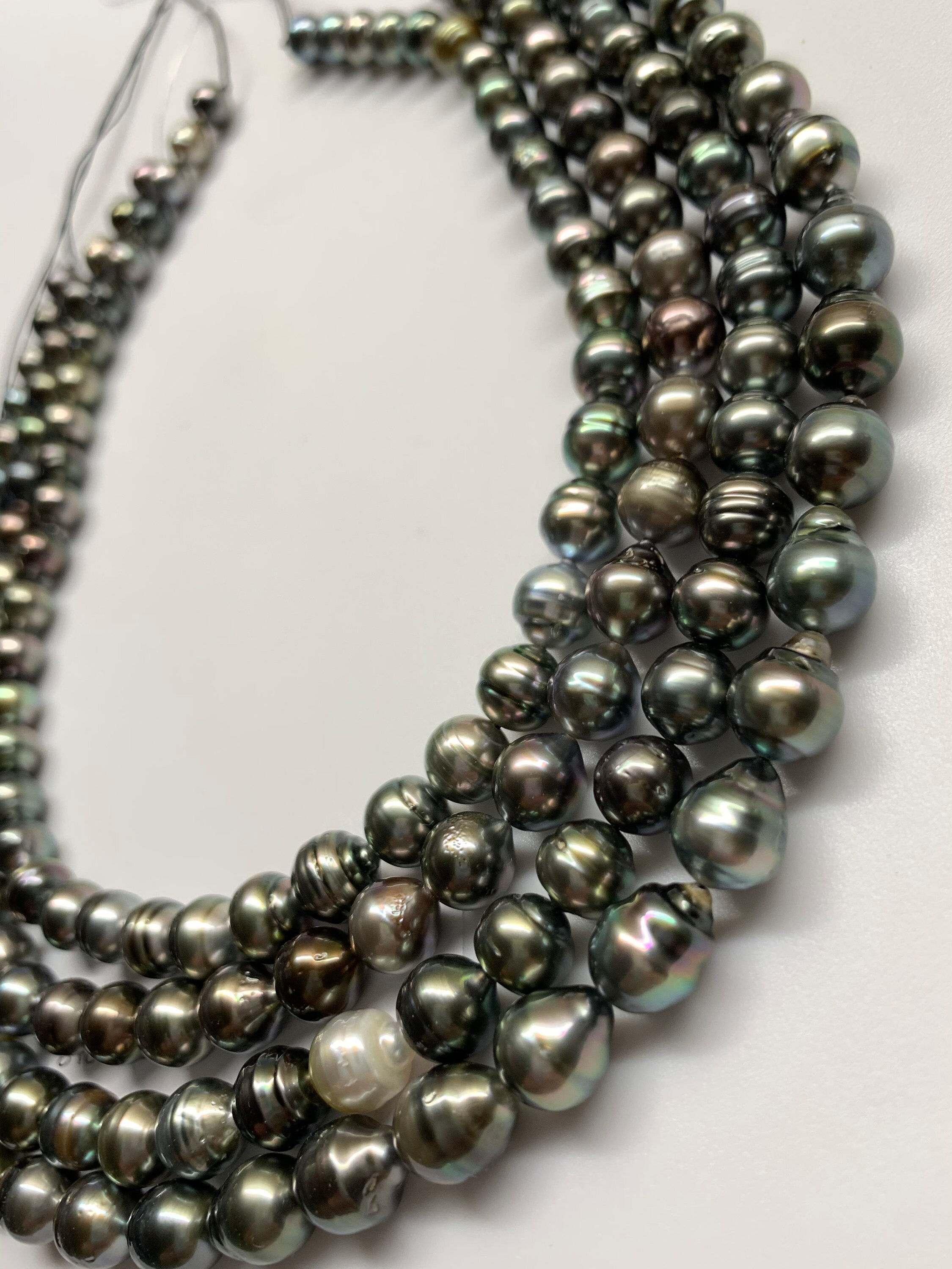 Black Tahitian Pearl Necklace 7/810 Mm Oval/near Round Etsy