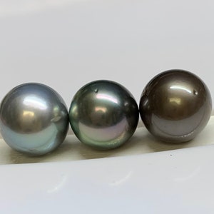Tahitian pearl, 3 PCS of 11-12mm,  Tahitian Cultured pearls, Sold by Set, Lot19348-1112-071324-1