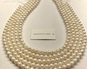 6.5-7.0 mm AA White Japanese Akoya Cultured Pearl, 16",  would string to 18" with knots clasp, Price per strand