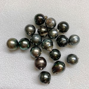 Tahitian pearls, 18 PCS 8-10 mm Tahitian cultured pearls- Circle/Tear Drop/Baroque,0.7 mm full drill,Cheap quality Loose Pearls, Sold by Lot