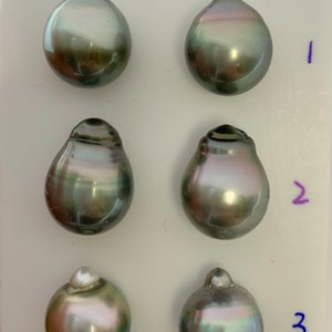 Tahitian Pearl, 12-13 MM High Luster Circle-Drop/Baroque Tahitian Cultured pearl, Sold by Pair, Lot 198312-1213-061223-2
