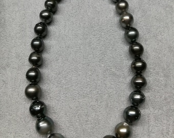 May include: A strand of black Tahitian pearls with a price tag that says "282".