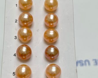 Topest quality of 7.0-7.5mm Round Lavender/Pink Freshwater Cultured pearls, loose pearls,Sold by Pair-Wholesale, Good for all setting,Lot193