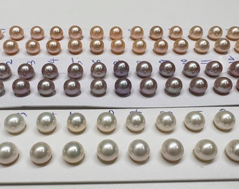 Top Fine Jewelry Quaility-AAAA, 8.0-8.5 mm Round White/Lavender/Pink Freshwater Cultured pearls, Sold by Pair-Wholesale,Good For All Setting